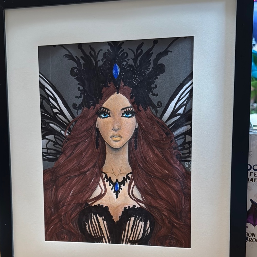 Mystical Art Portrait with Black and Blue Details. Stunning Sylvia.